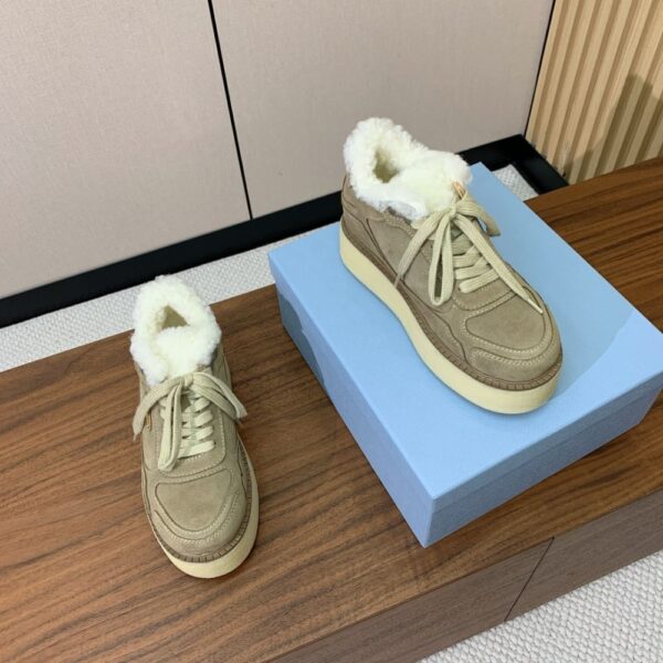 Prada Lambswool Lace-up Shoes Grey