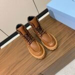 Prada Lace-up Boots Camel