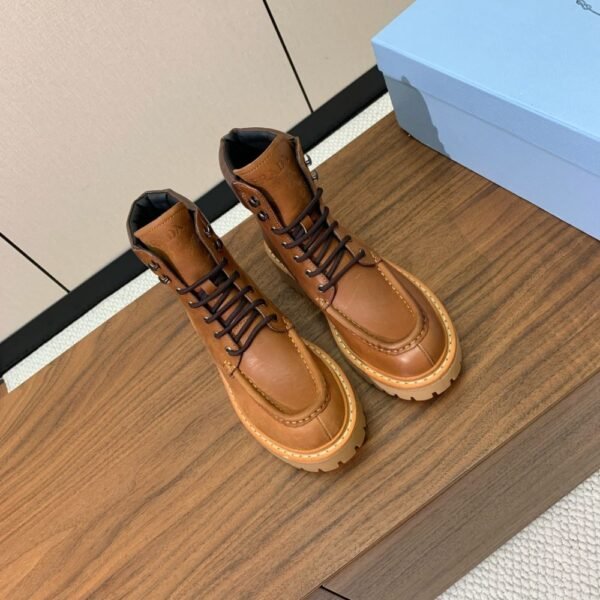 Prada Lace-up Boots Camel