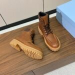 Prada Lace-up Boots Camel