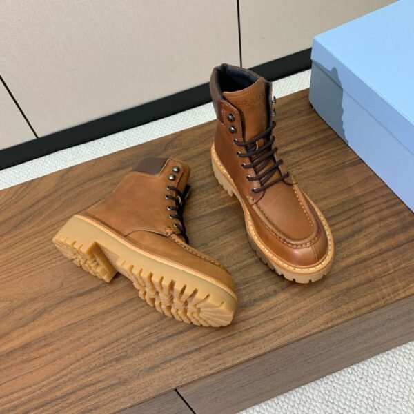 Prada Lace-up Boots Camel