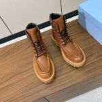 Prada Lace-up Boots Camel