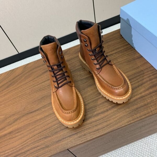 Prada Lace-up Boots Camel