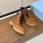 Prada Lace-up Boots Camel