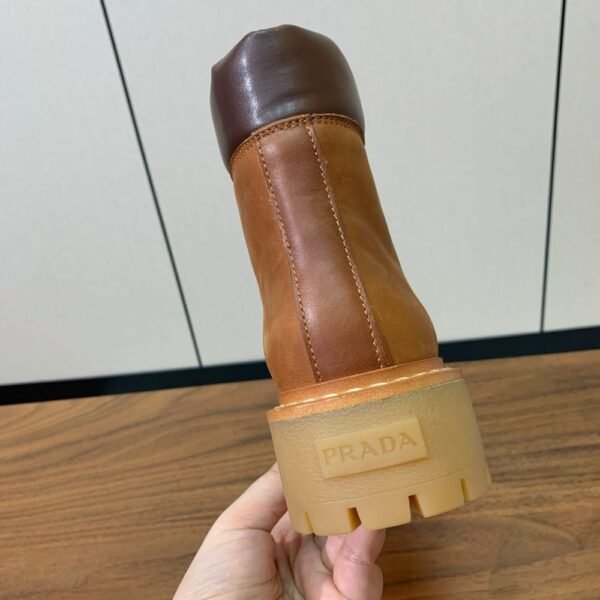 Prada Lace-up Boots Camel