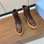 Prada Lace-up Boots Brown