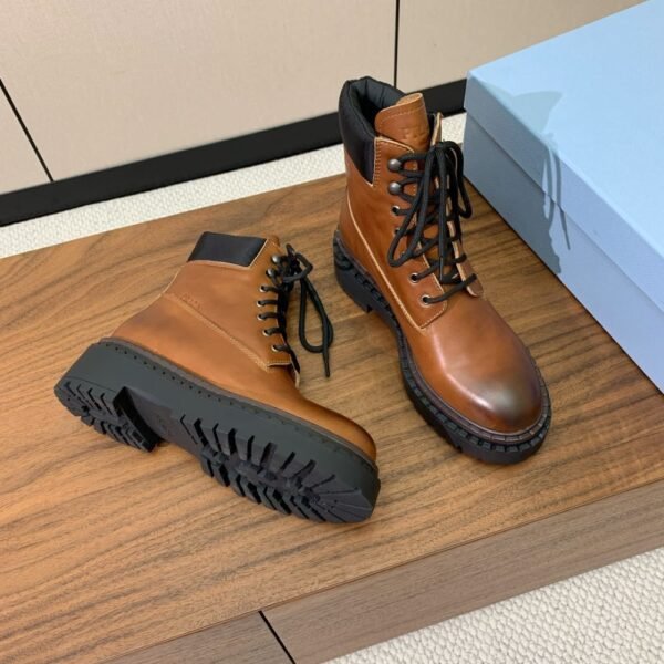 Prada Lace-up Ankle Boots Brown Gradient