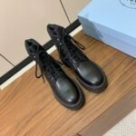 Prada Lace-up Ankle Boots Black