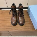 Prada Lace-up Ankle Boots Brown