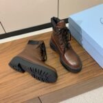 Prada Lace-up Ankle Boots Brown