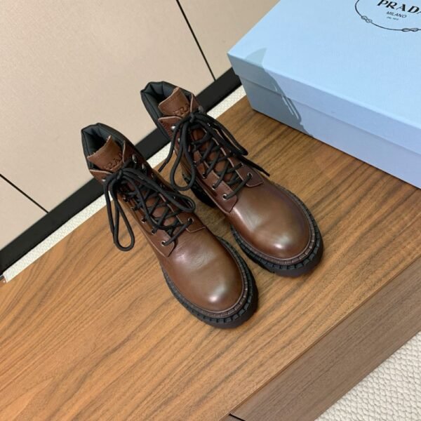 Prada Lace-up Ankle Boots Brown