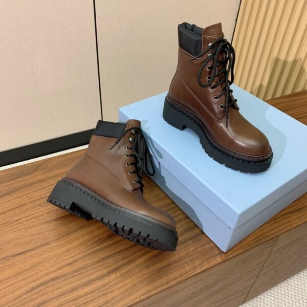 Prada Lace-up Ankle Boots Brown