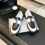 Chanel Moccasins Black and White