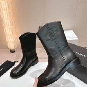 Chanel 24ss Ankle Boots Leather Black