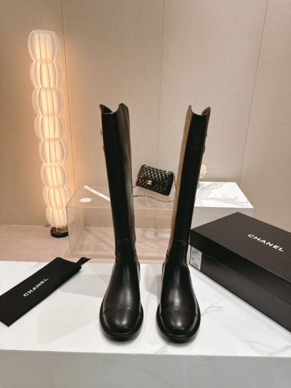 Chanel 24ss Long Boots Leather Black