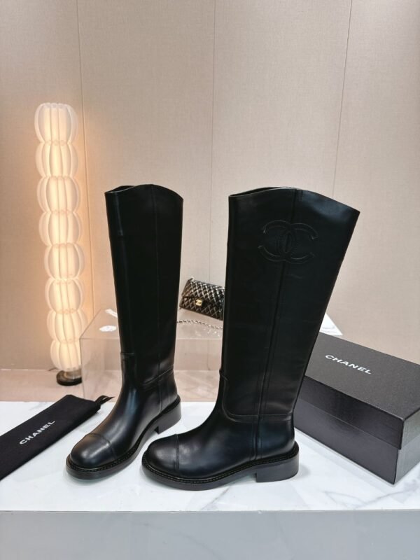 Chanel 24ss Long Boots Leather Black