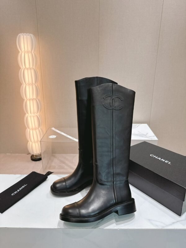 Chanel 24ss Long Boots Leather Black