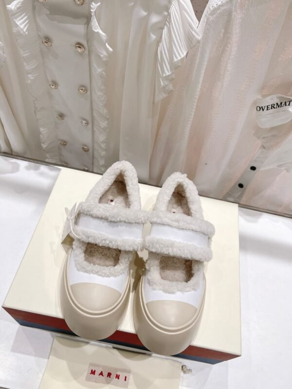 Marni  Wool Flat Shoes White