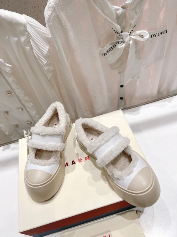 Marni  Wool Flat Shoes White