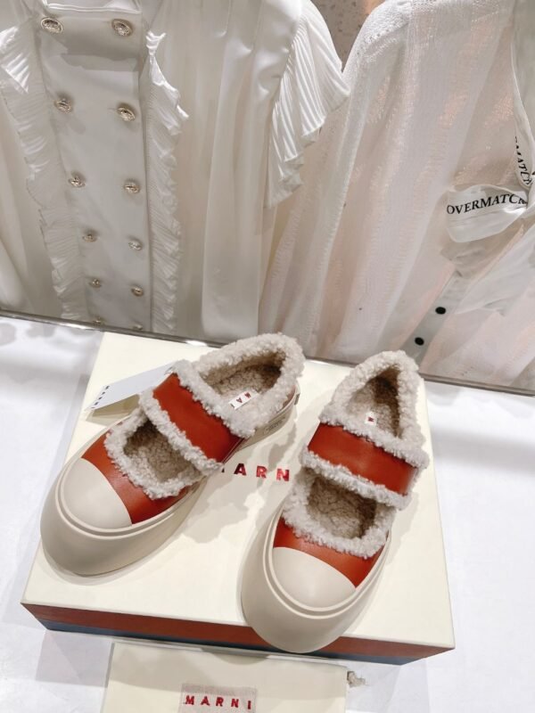 Marni  Wool Flat Shoes Orange