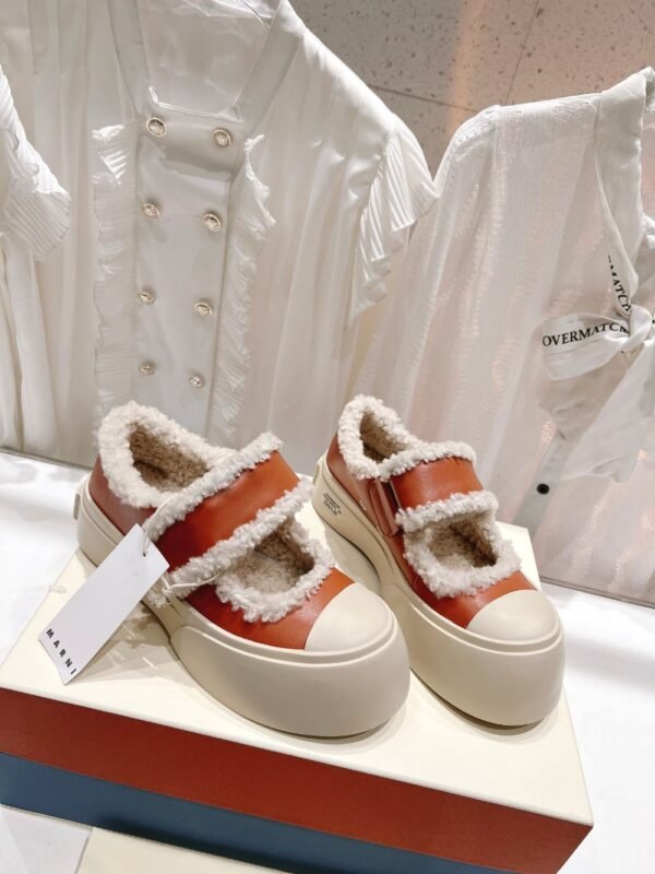 Marni  Wool Flat Shoes Orange