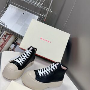 Marni  Lace-up Canvas Shoes 24ss Leather Black