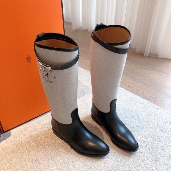 Hermes Kelly 24ss Long Boots Suede Black Grey