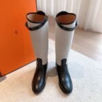 Hermes Kelly 24ss Long Boots Suede Black Grey