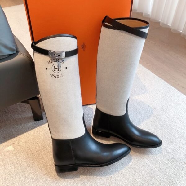 Hermes Kelly 24ss Long Boots Suede Black Grey