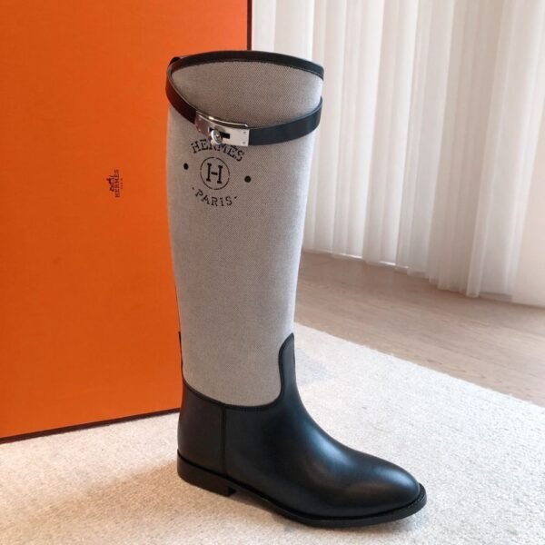 Hermes Kelly 24ss Long Boots Suede Black Grey