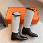 Hermes Kelly 24ss Long Boots Suede Black Grey