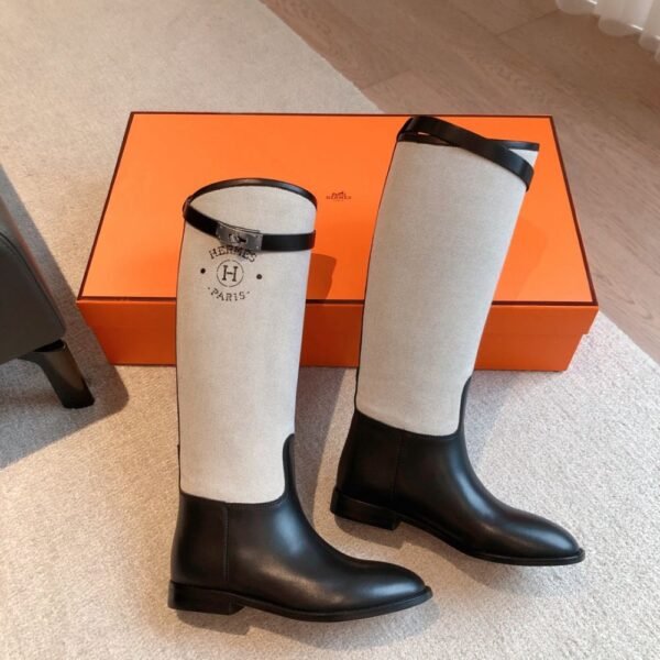 Hermes Kelly 24ss Long Boots Suede Black Grey