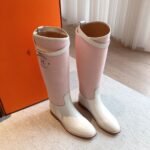 Hermes Kelly 24ss Long Boots Suede White Pink