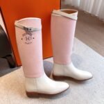Hermes Kelly 24ss Long Boots Suede White Pink