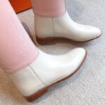 Hermes Kelly 24ss Long Boots Suede White Pink