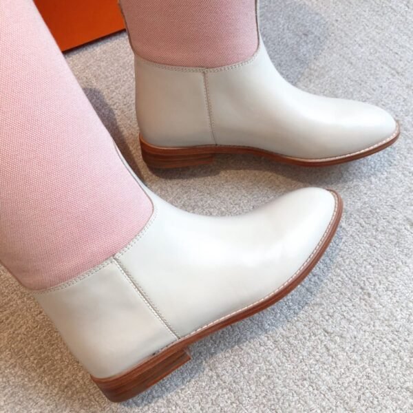Hermes Kelly 24ss Long Boots Suede White Pink