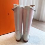 Hermes Kelly 24ss Long Boots Suede White Pink