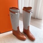 Hermes Kelly 24ss Long Boots Suede Grey Brown