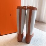 Hermes Kelly 24ss Long Boots Suede Grey Brown