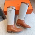 Hermes Kelly 24ss Long Boots Suede Grey Brown