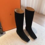 Hermes Kelly 24ss Long Boots Suede Black