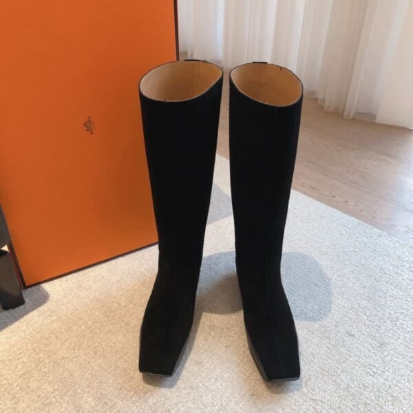 Hermes Kelly 24ss Long Boots Suede Black