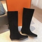 Hermes Kelly 24ss Long Boots Suede Black
