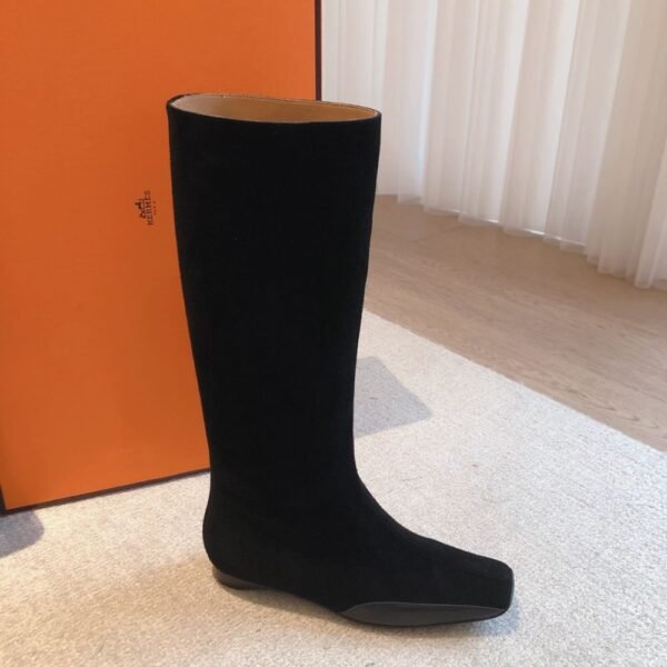 Hermes Kelly 24ss Long Boots Suede Black
