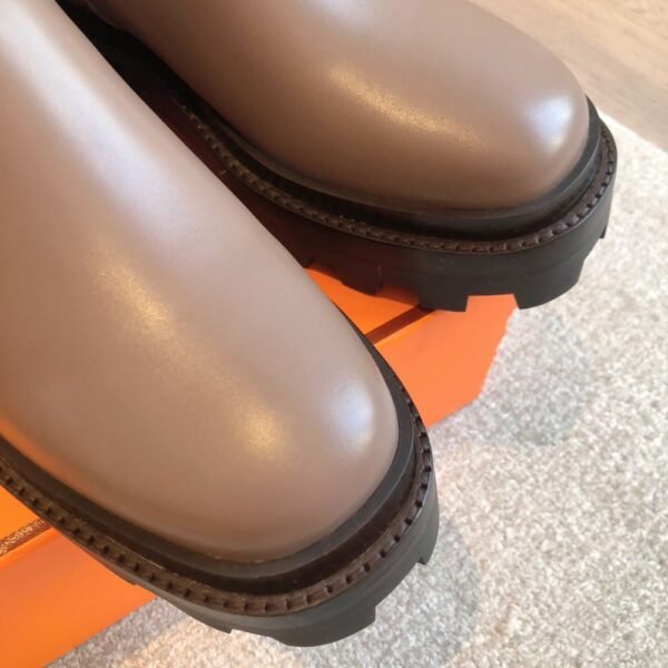 Hermes Kelly 24ss Leather Ankle Boots Grey Khaki
