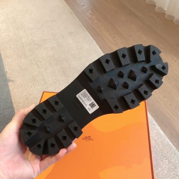 Hermes Kelly 24ss Leather Ankle Boots Grey Khaki