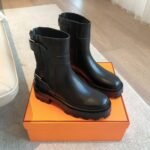 Hermes Kelly 24ss Leather Ankle Boots Black