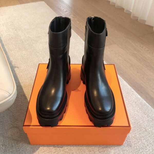 Hermes Kelly 24ss Leather Ankle Boots Black