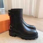 Hermes Kelly 24ss Leather Ankle Boots Black