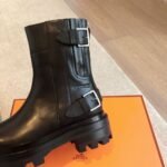 Hermes Kelly 24ss Leather Ankle Boots Black